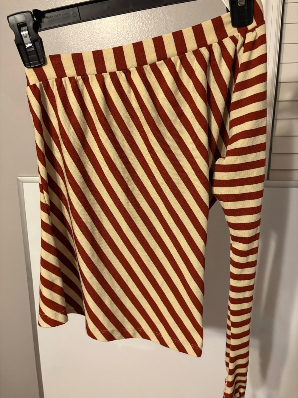 Wet Seal Red and Cream Striped Skater Skirt